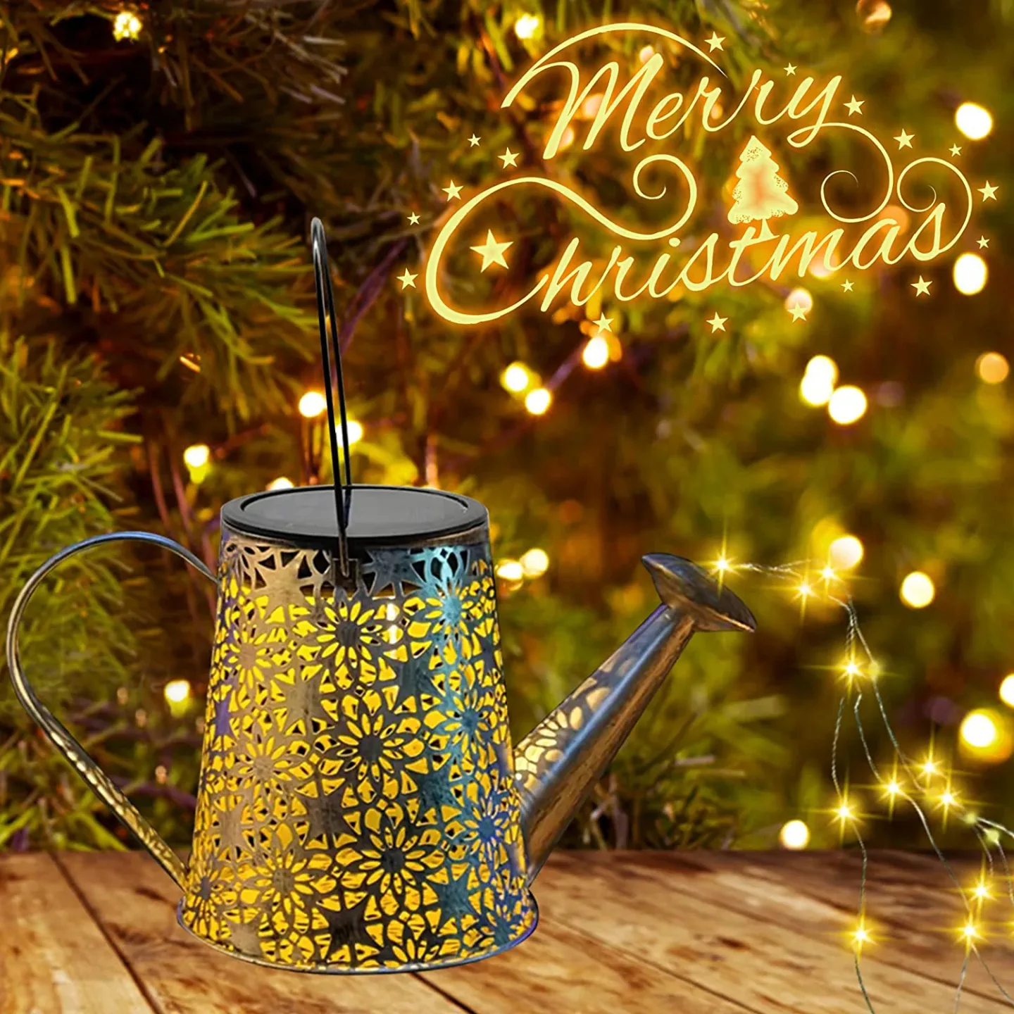 VOOKRY Solar Watering Can with Lights for Outdoor Decor