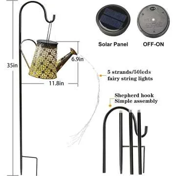 VOOKRY Solar Watering Can with Lights for Outdoor Decor