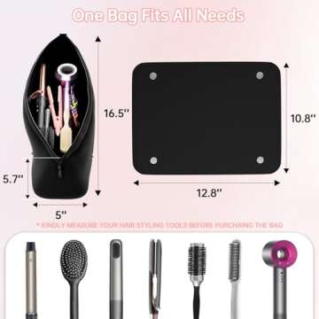 Hair Tools Travel Bag with Heat Resistant Mat for Organizing