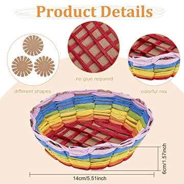 FREEBLOSS 12 Set Basket Weaving Kit Introductory Sewing for Beginners Creative Woven Bowl Suitable for Kids Arts and Crafts Projects with Video Tutorial Easter Basket Activities for Easter Eggs