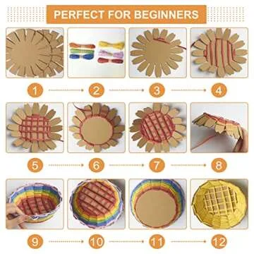 FREEBLOSS 12 Set Basket Weaving Kit Introductory Sewing for Beginners Creative Woven Bowl Suitable for Kids Arts and Crafts Projects with Video Tutorial Easter Basket Activities for Easter Eggs