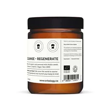 Erbology Organic Milk Thistle Powder 3.2 oz - 30 Servings - 180mg Silymarin per Serving - Liver Health - Cold-Pressed from 100% Milk Thistle Seeds - Sustainably Sourced in Europe - Vegan - GMO-Free