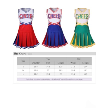 Cheerleader Costume Halloween Outfit with Pom Poms
