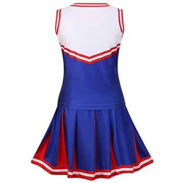 Cheerleader Costume Halloween Outfit with Pom Poms