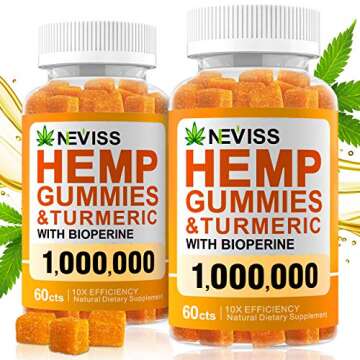 (2 Pack) Hemp Gummiés with Turmeric & Bioperine 1000000, 100% Organic Natural Hemp Gummiés Made in USA.