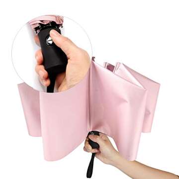 Shinok Travel Umbrella - Compact Folding Sun Protection & Rain Shield for Women, Pink