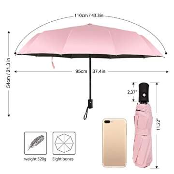 Shinok Travel Compact Umbrella - Auto Open Close for Women