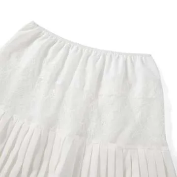 Women Y2k Lace Mini Skirts Summer Lace Slip Skirt Pleated Ruffle Floral Lace Tiered Short Skirts Underskirt White
