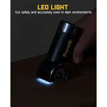 Fanttik C8 Nano 3.7V Cordless Electric Scissors with LED Display, Rechargeable Cardboard Cutter with 2 Blades, EasySwap Blade Change, LED Light, for Thin Cardboard Carpet Leather - Black