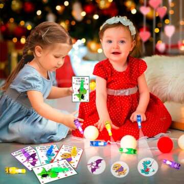 28 Pack Valentines Cards for Kids with Finger Lights, Valentines Day Gifts for Kids, Light Up Toys B...