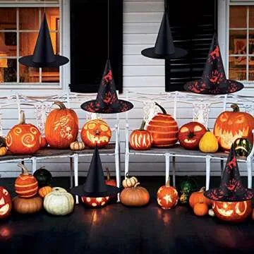 Xihongshi 8PCS Halloween Witch Hat Cap Magic Wizard Hat Costume Accessory for Holiday Halloween Cosplay Christmas Party Decoration（4PCSBlack+4PCS Scarlet）