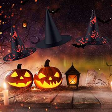 Xihongshi 8PCS Halloween Witch Hat Cap Magic Wizard Hat Costume Accessory for Holiday Halloween Cosplay Christmas Party Decoration（4PCSBlack+4PCS Scarlet）