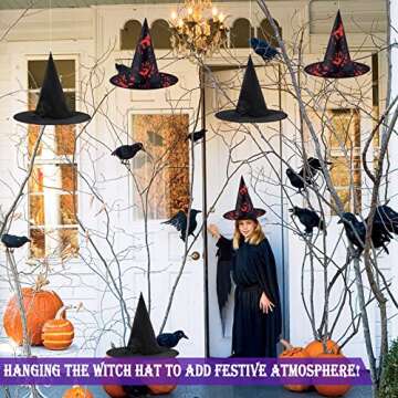 Xihongshi 8PCS Halloween Witch Hat Cap Magic Wizard Hat Costume Accessory for Holiday Halloween Cosplay Christmas Party Decoration（4PCSBlack+4PCS Scarlet）