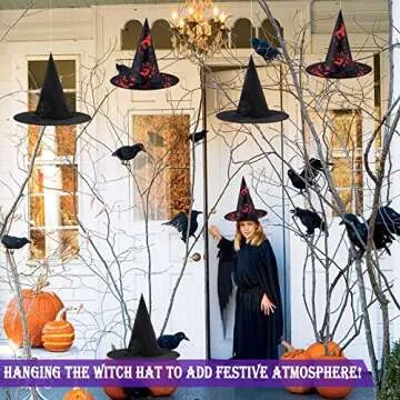 Xihongshi 8PCS Halloween Witch Hat Cap Magic Wizard Hat Costume Accessory for Holiday Halloween Cosplay Christmas Party Decoration（4PCSBlack+4PCS Scarlet）