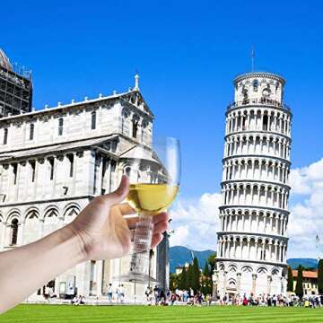 Leaning Tower of Pisa Wine Glass Combination of Unique Modeling and World Cultural Heritage Tilt and Elegant Glasses Give You a New Illusion of Perspective Fun Wine Holder Gift(Set of 2)