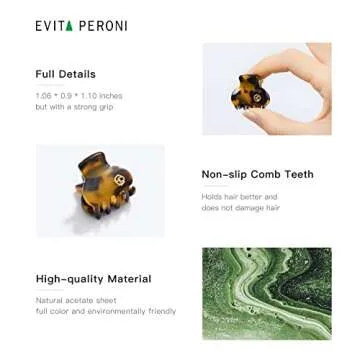 EVITA PERONI Small Hair Claw Clips, Bangs Clips for Thin Hair, Hair Buns Braided Bangs Accessories, Mini Jaw Clips for Women