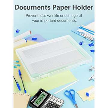 iBune 4 Pack A4 File Paper Storage Box, Scrapbook Paper Storage Boxes for 8.5 x 11 Paper, Plastic Board Game Storage Art Sppuly Storage Organizer Craft Organizer Box, Inner Size 12.2 x 8.9 x 0.7 in