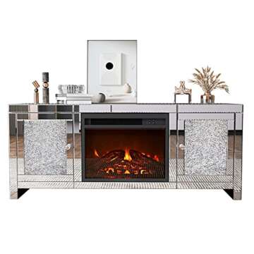 IKIFLY Mirrored Fireplace TV Stand for TVs up to 55 inches