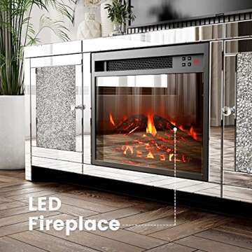 IKIFLY Mirrored Fireplace TV Stand for TVs up to 55 inches