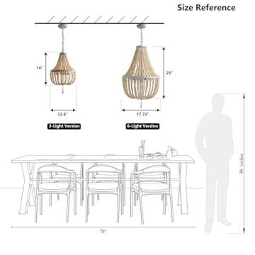 Bohemian Wood Beaded Chandelier - Unique Vintage Style Pendant