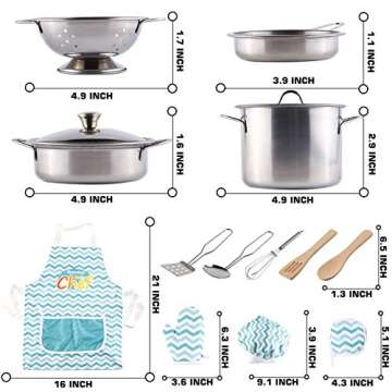 35 Pcs Kitchen Pretend Play Accessories Toys,Cooking Set with Stainless Steel Cookware Pots and Pans...