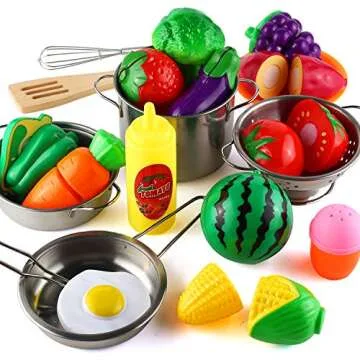 35 Pcs Kitchen Pretend Playset for Kids Cooking Fun