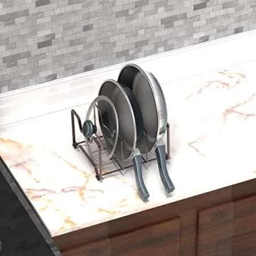 Simple Houseware Kitchen Cabinet Pantry and Bakeware Organizer Rack Holder, Bronze - 2 Pack