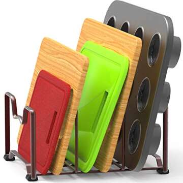 Simple Houseware Kitchen Cabinet Pantry and Bakeware Organizer Rack Holder, Bronze - 2 Pack