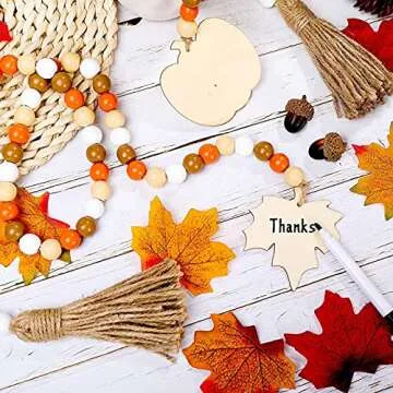 Jlong Halloween Wooden Bead Tassel Ornaments for Fall