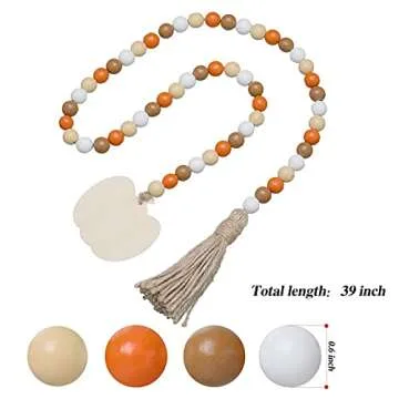 Jlong Halloween Wooden Bead Tassel Ornaments for Fall