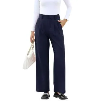 NIMIN High Waisted Work Pants for Women Stretchy Office Business Casual Pants Trousers with Pockets 2024 Navy Blue Small
