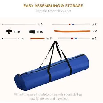 Aosom PawHut 3PC Dog Agility Equipment Set, Obstacle Course Exercise for Dog Include Adjustable Hurdle, Hoop, Weave Poles and Carry Bag