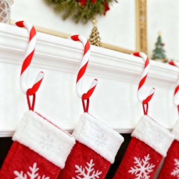 Bendable Candy Cane Stocking Holders - Set of 4 Festive Christmas Hooks