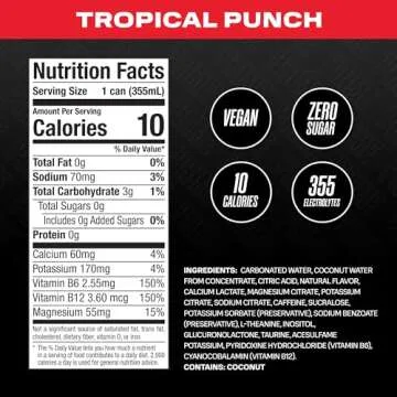 PRIME Energy TROPICAL PUNCH | Zero Sugar Energy Drink | Preworkout Energy | 200mg Caffeine with 355m...