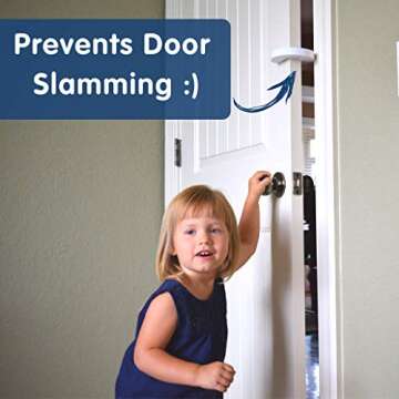 Wittle Baby Proofing Door Stopper - 4pk, Soft EVA Foam Finger Pinch Guard, Prevents Injuries, Slamming Doors, Child or Pet from Getting Locked in Room, White