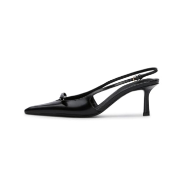 MAVMAX Stylish Black Slingback Heels with Bow Detail for Women - Perfect for Any Occasion