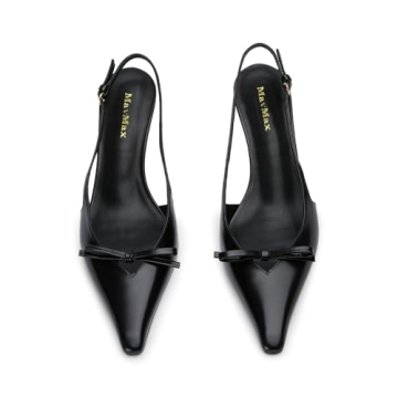 MAVMAX Elegant Black Slingback Heels for Stylish Comfort