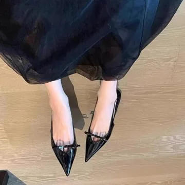 MAVMAX Elegant Black Slingback Heels for Stylish Comfort