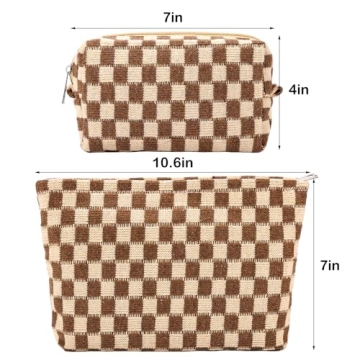 ZLFSRQ Checkered Makeup Bag Set for Women Travel Essentials