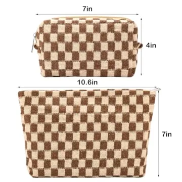 ZLFSRQ Checkered Makeup Bag Set for Women Travel Essentials