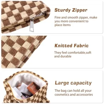 ZLFSRQ Checkered Makeup Bag Set for Women Travel Essentials