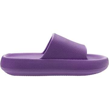 BRONAX Slides for Women Pillow Slippers Indoor Quick Drying House Garden Home Shoes Size 8 Sandals Sandalias de Mujer Comfy Cushioned Thick Sole 39-40 Purple