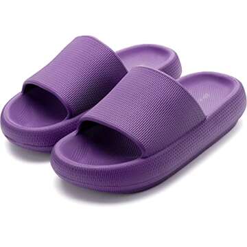 BRONAX Slides for Women Pillow Slippers Indoor Quick Drying House Garden Home Shoes Size 8 Sandals Sandalias de Mujer Comfy Cushioned Thick Sole 39-40 Purple