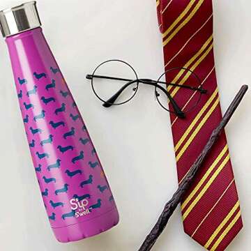 S'ip by S'well Stainless Steel Water Bottle - 15 Fl Oz - Purple - Double-Layered Vacuum-Insulated Containers Keeps Drinks Cold for 24 Hours and Hot for 10 - BPA-Free Travel Water Bottle