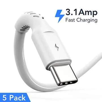 6 inch Short USB C Cord Fast Charge 5 Pack Durable USB A to USB Type C 3A Fast Charging Cable for Ch...