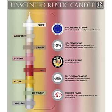 Hyoola 10 Inch Dinner Candles - 12 Pack - Sahara Tall Candles - Unscented Rustic Candles - Long Burning Candle Sticks