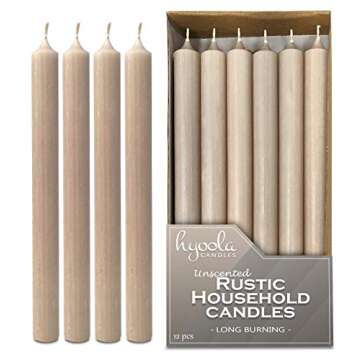Hyoola 10 Inch Dinner Candles - 12 Pack - Sahara Tall Candles - Unscented Rustic Candles - Long Burning Candle Sticks