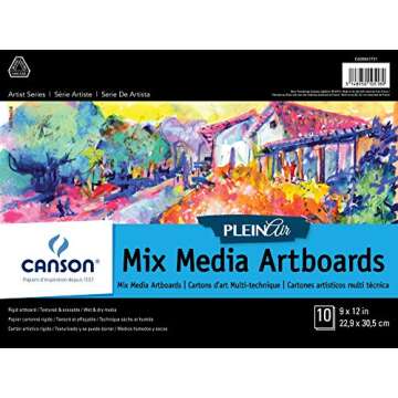 Canson Artist Series Plein Air Mixed Media Paper, Fold Over Art Board, 9x12 inches, 10 Sheets - Arti...