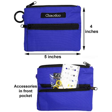 ChiaoGoo Twist Red Lace Shorties 2 & 3-Inch Large Blue 7230-S Interchangeable Knitting Needle Set, 10-Pairs Sizes US 4, 5, 6, 7, 8, Stainless Steel with 3 Cords with Project Bag