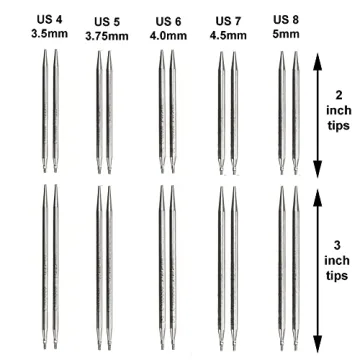 ChiaoGoo Twist Red Lace Shorties 2 & 3-Inch Large Blue 7230-S Interchangeable Knitting Needle Set, 10-Pairs Sizes US 4, 5, 6, 7, 8, Stainless Steel with 3 Cords with Project Bag